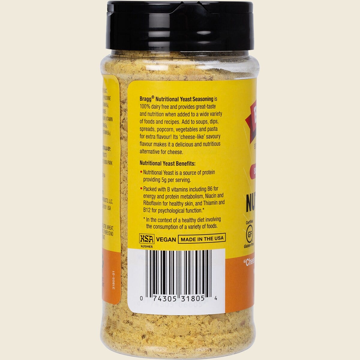Bragg Premium Nutritional Yeast Seasoning 127g – left side packaging
