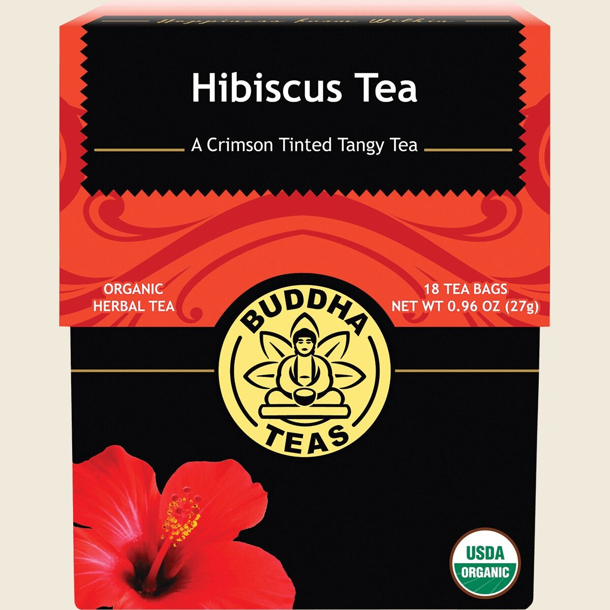 Buddha Teas Organic Herbal Tea Bags Hibiscus Tea 18pk