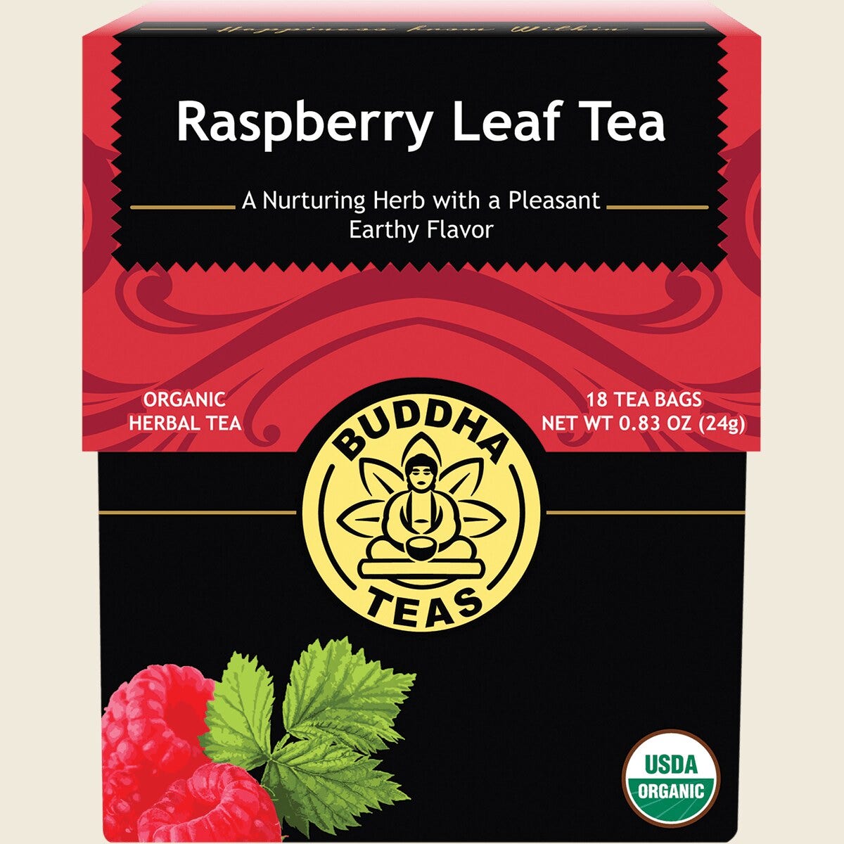 Buddha Teas Organic Herbal Tea Bags Raspberry Leaf Tea 18pk