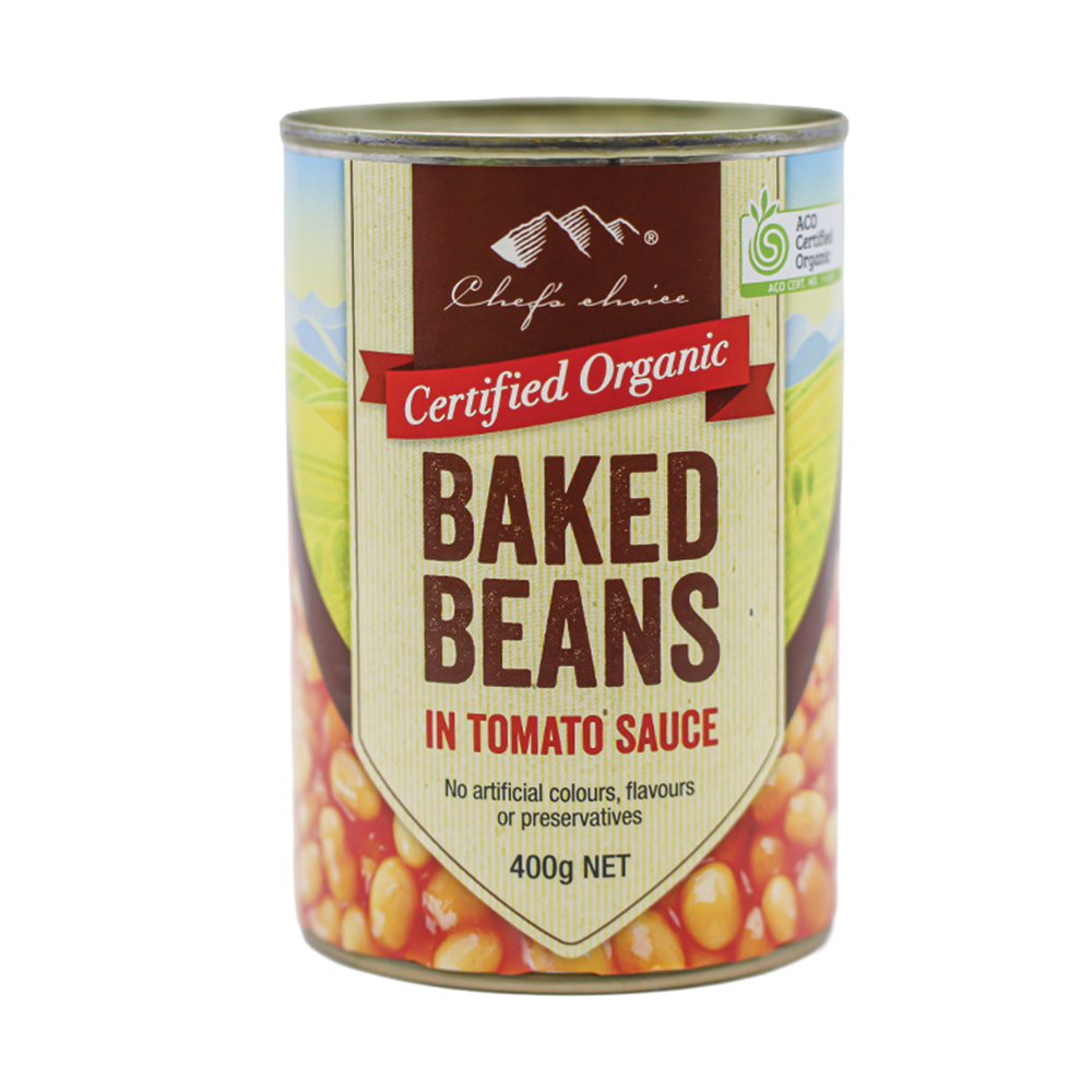 Chef's Choice Certified Organic Baked Beans in Tomato Sauce 400g