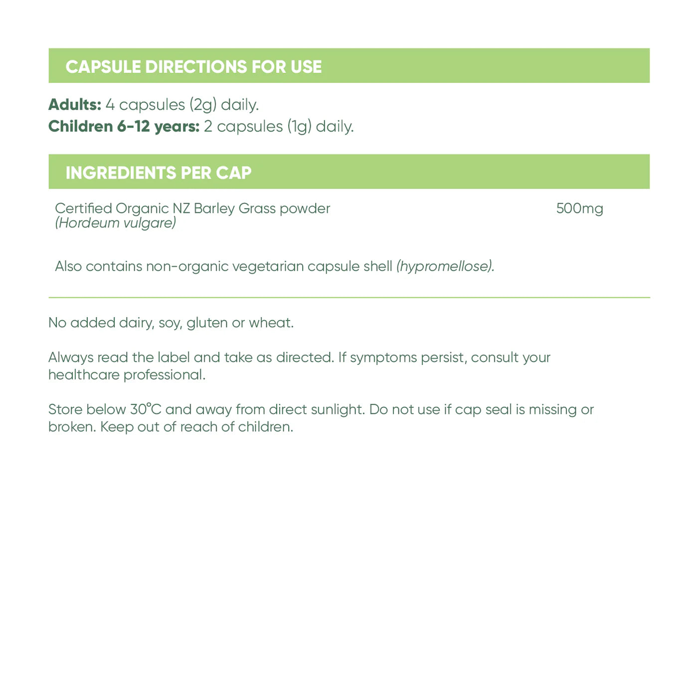 Lifestream Barley Grass Certified Organic Vegetable Capsules