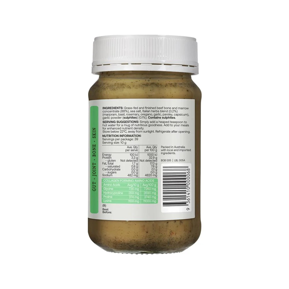 Best Of The Bone - Organic Italian Herbs & Garlic Bone Broth Superfood 390g