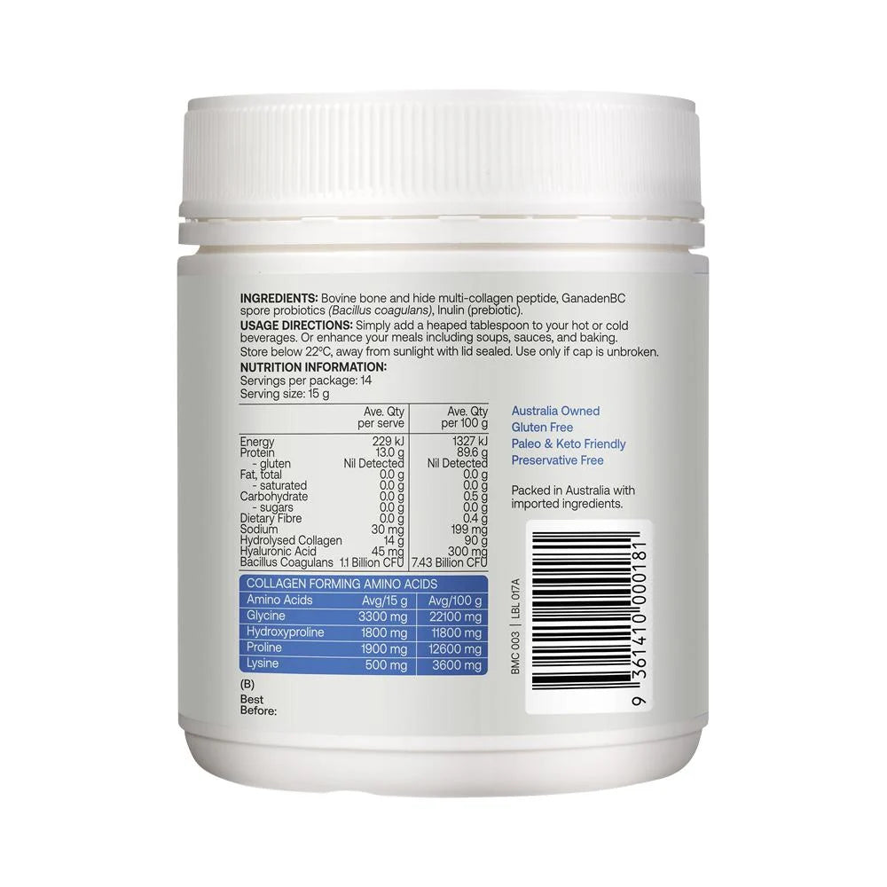 Best of the Bone Healing Multi-Collagen Protein Powder Skin Joint & Gut Support with Probiotic Spores Unflavoured 210g