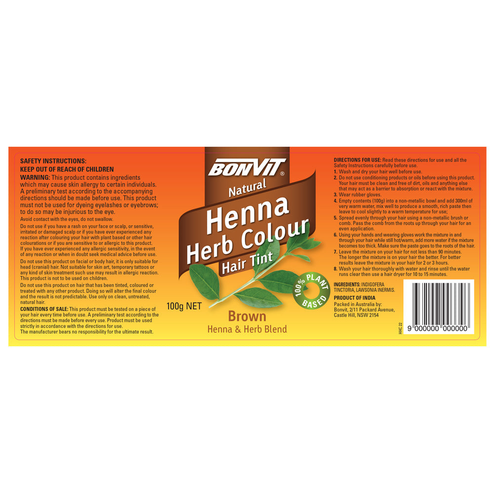 Bonvit Natural Henna Powder Brown 100g