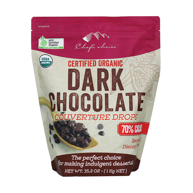 Chef's Choice Certified Organic 70% Dark Chocolate Drops 1kg