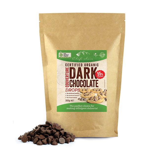 Chef's Choice Certified Organic Dark Chocolate Drops (55%) 300g