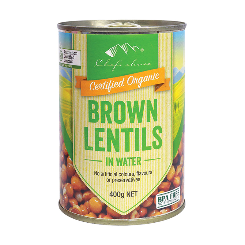 Chef's Choice Organic Brown Lentils in Water 400g