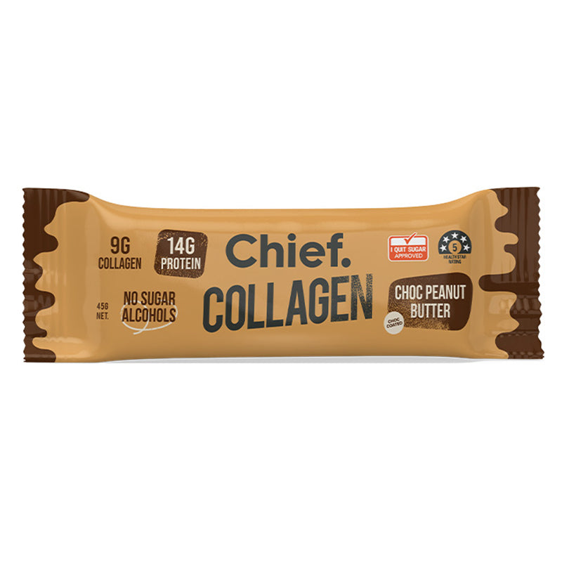 Chief Nutrition Collagen Protein Bar - Choc Peanut Butter 45g (12 bars)