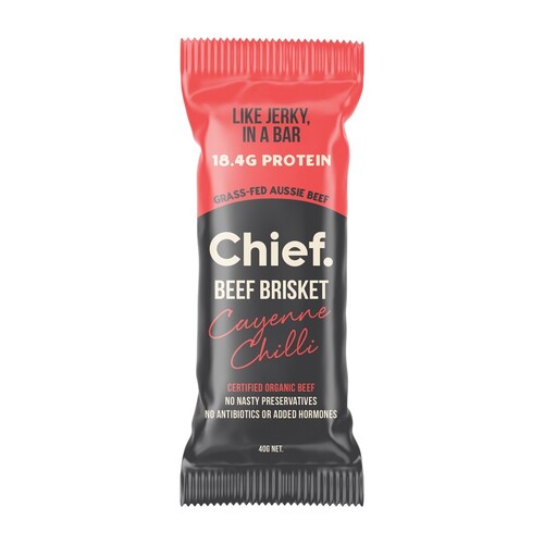 Chief Nutrition Grass Fed Beef Bar - Beef & Chilli 40g (12 bars)
