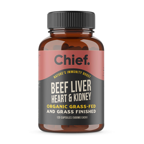 Chief Nutrition Organic Beef Liver Heart & Kidney 120 Capsules