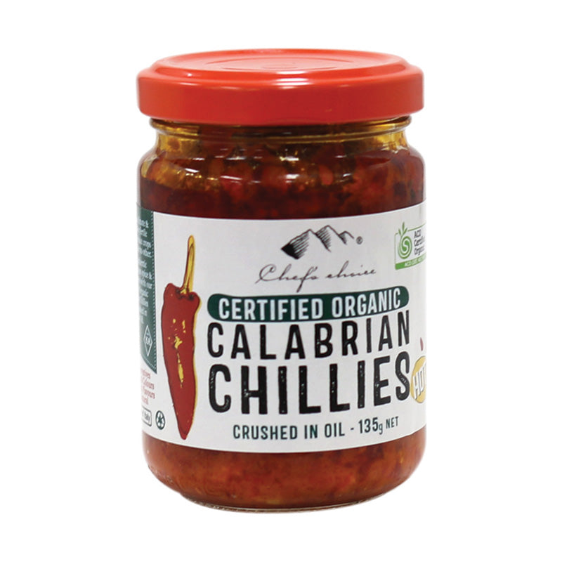Chef's Choice Certified Organic Calabrian Crushed Chillies in Olive Oil 135g