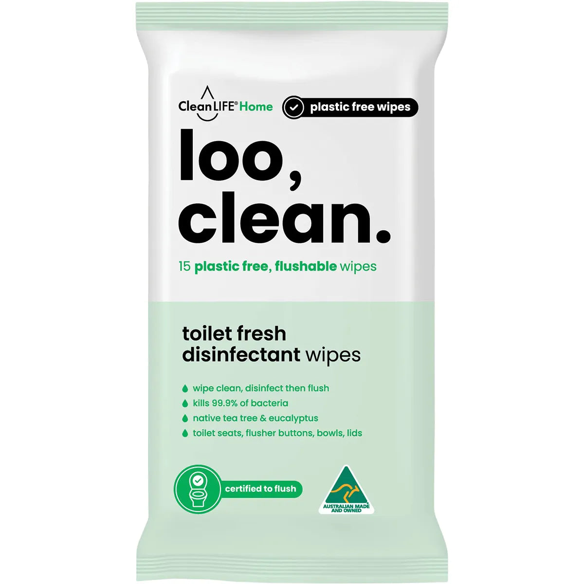 CleanLife Loo Clean Flushable Plastic Free Wipes