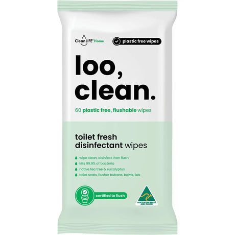 CleanLife Loo Clean Flushable Plastic Free Wipes