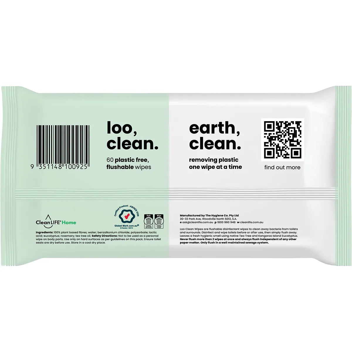CleanLife Loo Clean Flushable Plastic Free Wipes