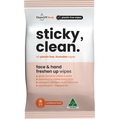 CleanLife Sticky Clean Flushable Plastic Free Wipes