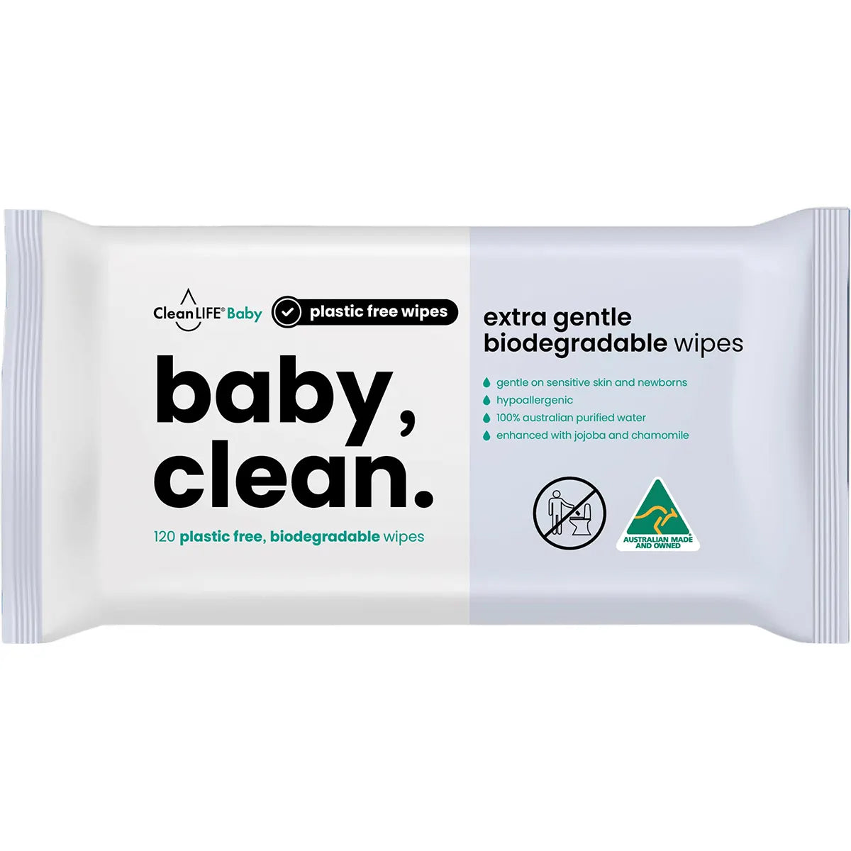CleanLife Baby Clean Extra Gentle Plastic Free Wipes 120pk