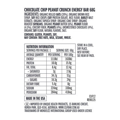 Clif Energy Bar Chocolate Chip Peanut Crunch 68g - BB 17/09/26
