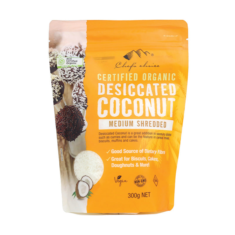 Chef's Choice Organic Desiccated Coconut – Medium Shredded 300g