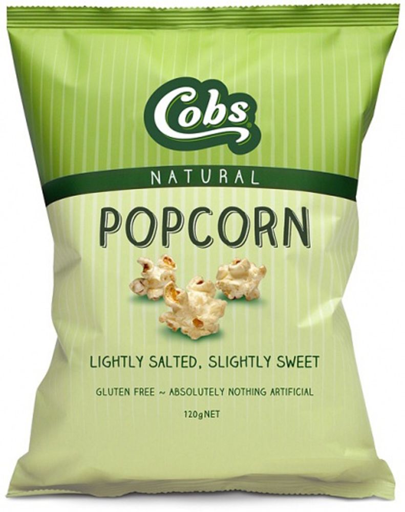 Cobs Natural Lightly Salted, Slightly Sweet Popcorn Gluten Free 12x120g