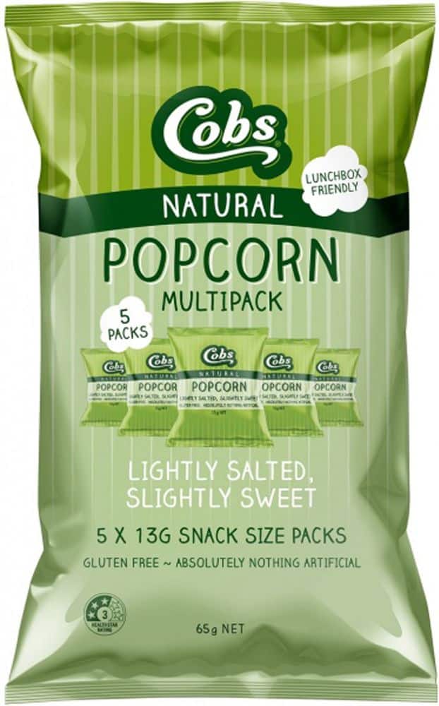 Cobs Natural Popcorn Multipack Lightly Salted, Slightly Sweet Gluten Free (5Pk) 10x65g