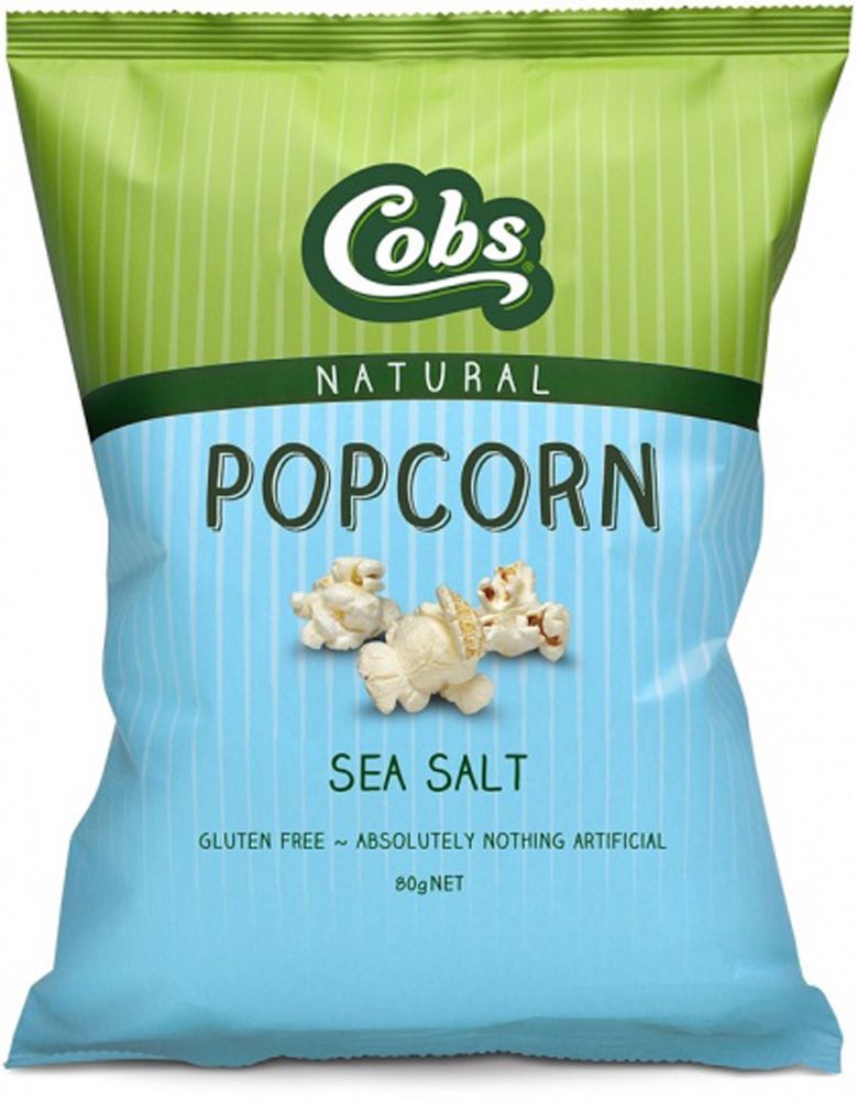 Cobs Natural Sea Salt Popcorn Gluten Free 12x80g