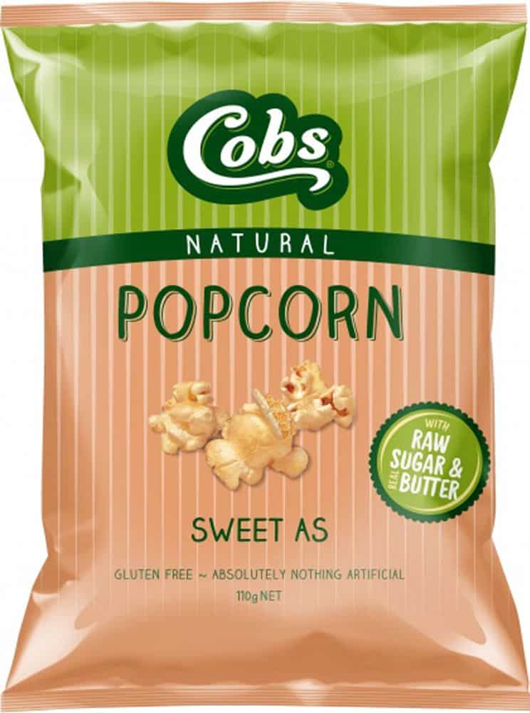 Cobs Natural Sweet & Buttery Popcorn Gluten Free 12x110g