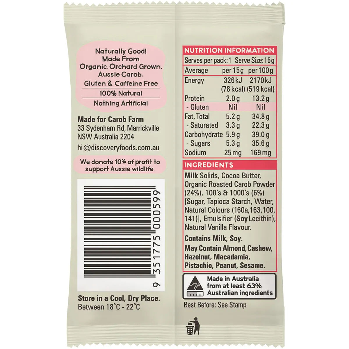 Carob Farm Carob Koala 15g x 50 - 100's & 1000's