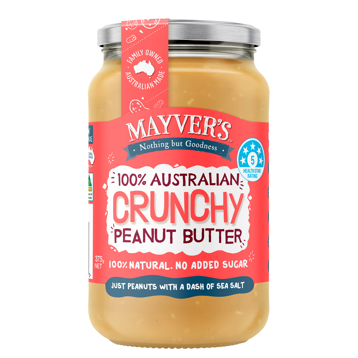 Mayver's Peanut Butter Crunchy 375g x6