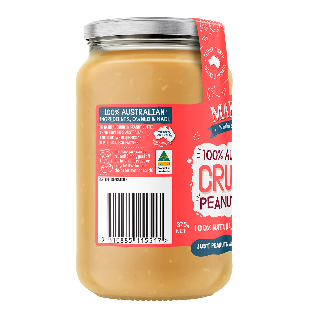 Mayver's Peanut Butter Crunchy 375g x6