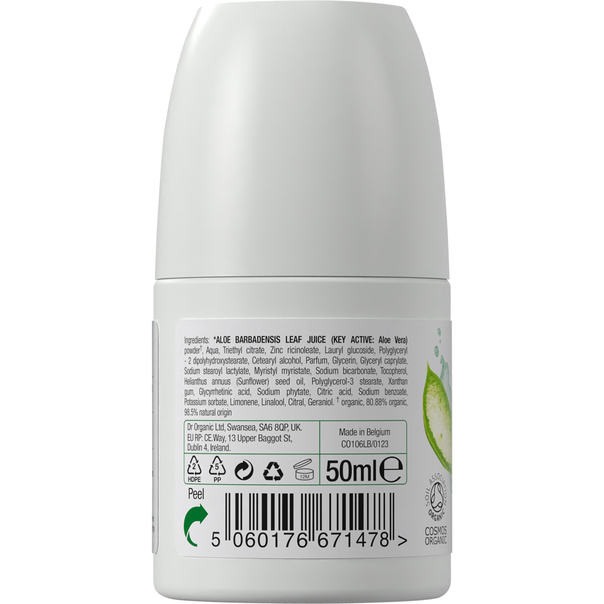 Dr Organic Roll-On Deodorant Aloe Vera 50ml back
