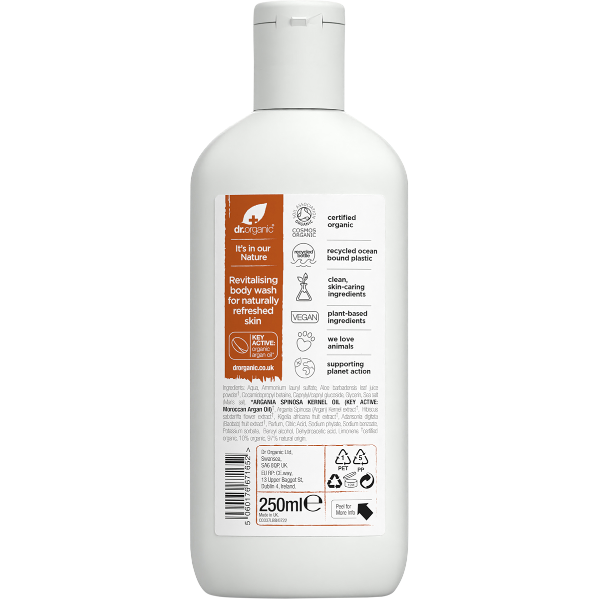 Dr Organic Body Wash Moroccan Argan Oil 250ml back