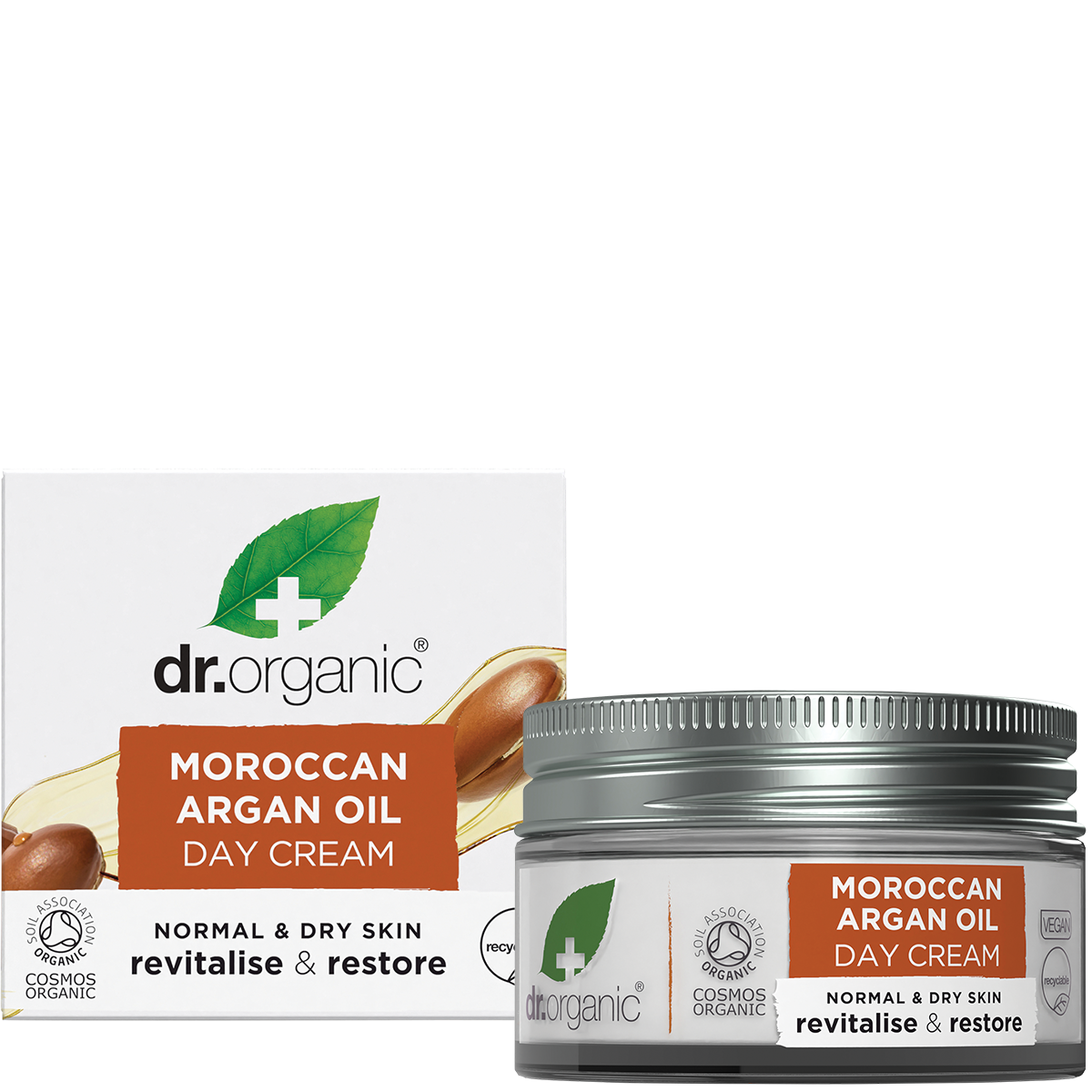 Dr Organic Day Cream Moroccan Argan Oil 50ml product and carton