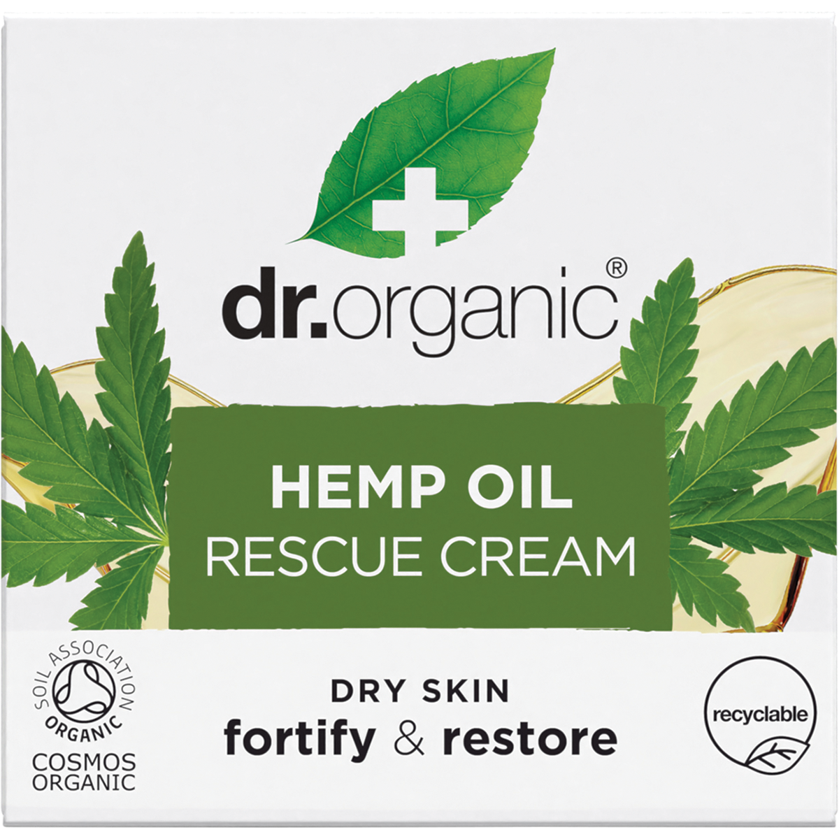 Dr Organic Rescue Cream Hemp Oil 50ml carton