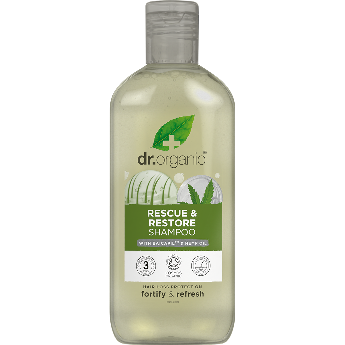 Dr Organic Rescue & Restore Shampoo Hemp Oil 265ml front
