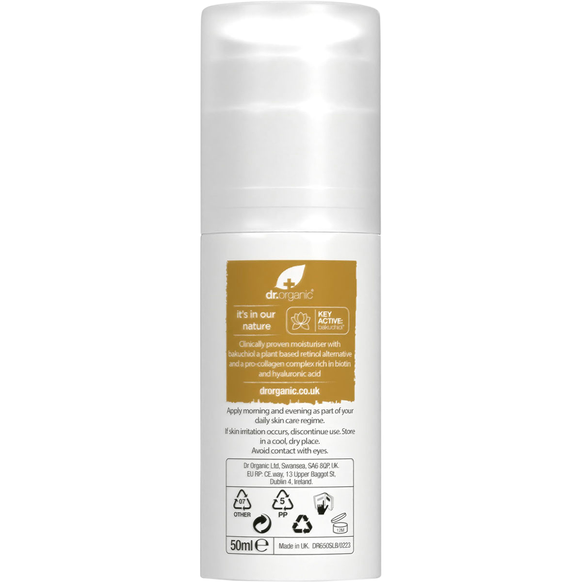 Dr Organic Pro Collagen Plus+ Anti-Ageing Moisturiser Bakuchiol 50ml back