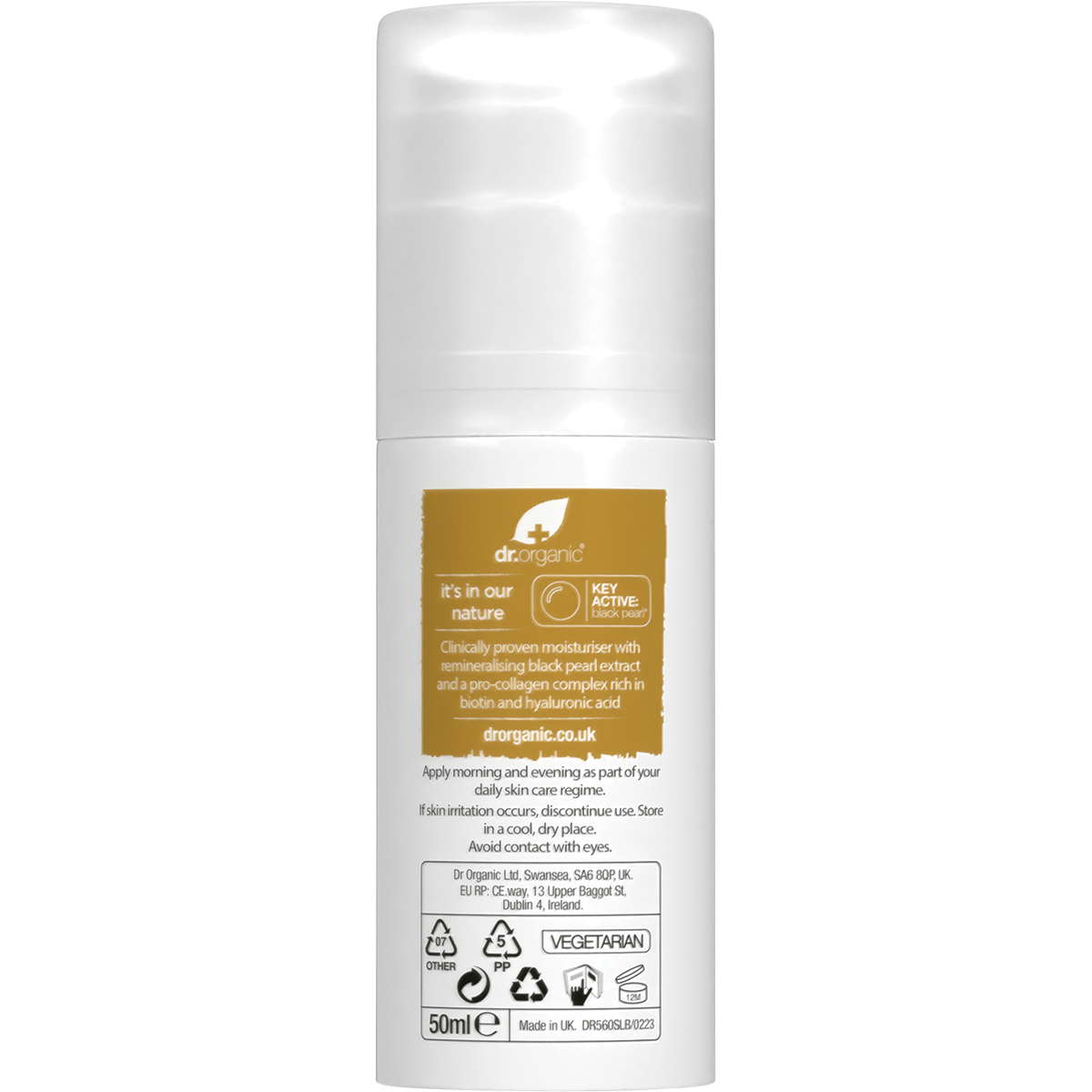 Dr Organic Pro Collagen Plus+ Anti Ageing Moisturiser Black Pearl 50ml back
