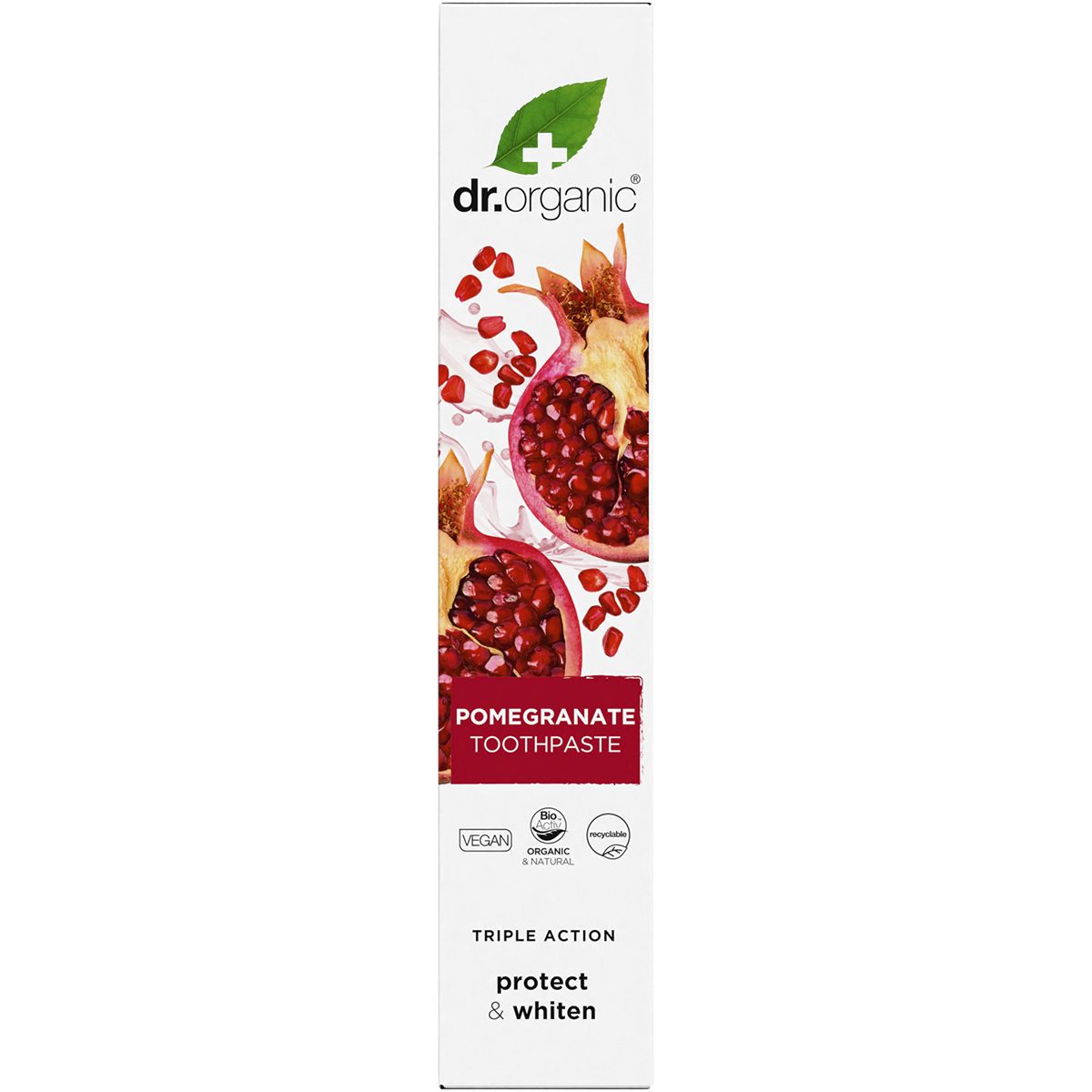 Dr Organic Toothpaste Whitening Organic Pomegranate 100ml carton