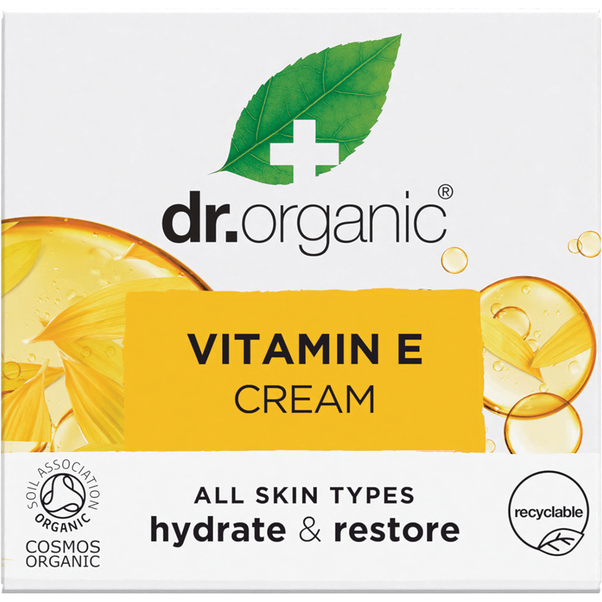 Dr Organic Certified Organic Cream Vitamin E 50ml box view