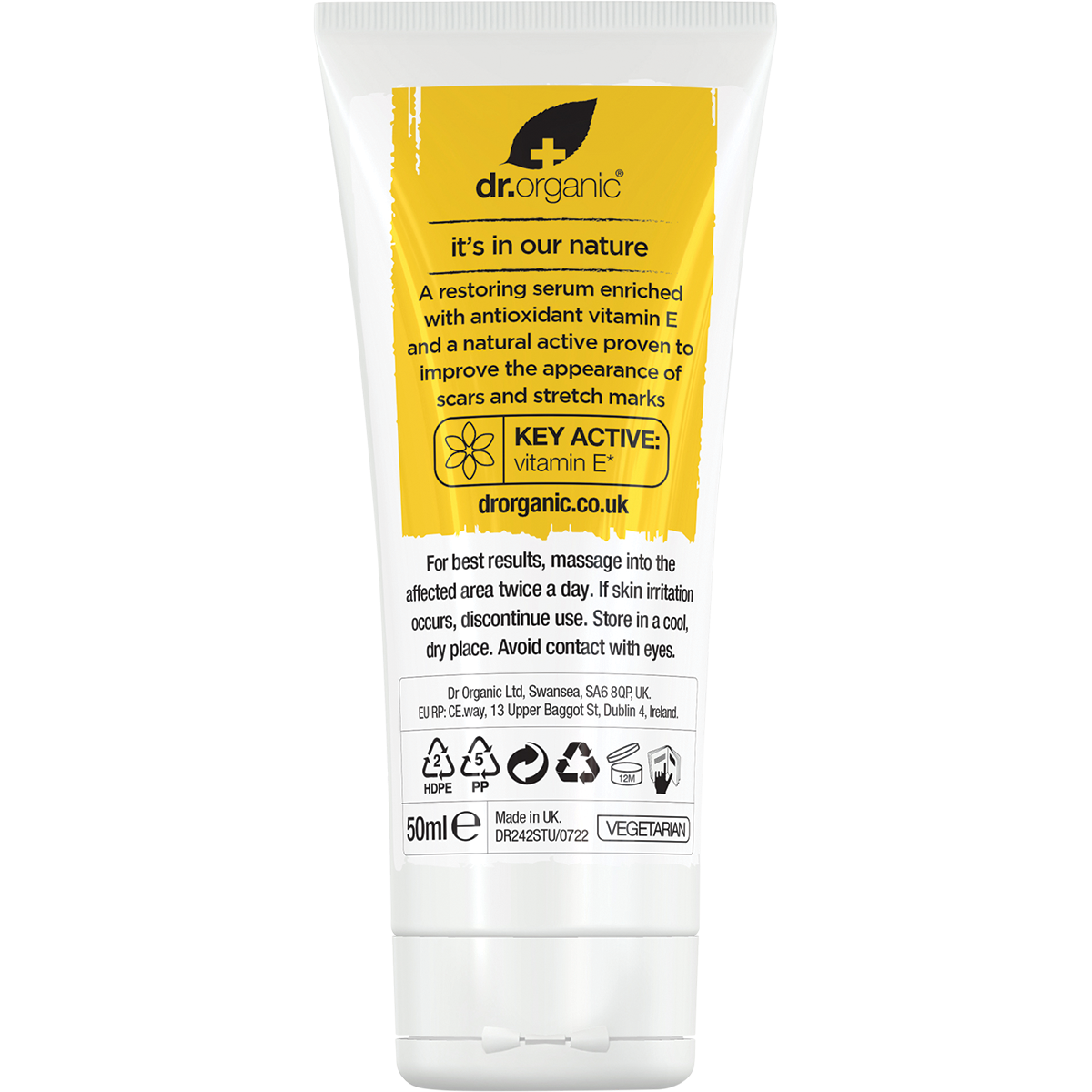 Dr Organic Scar & Stretch Serum Vitamin E 50ml back