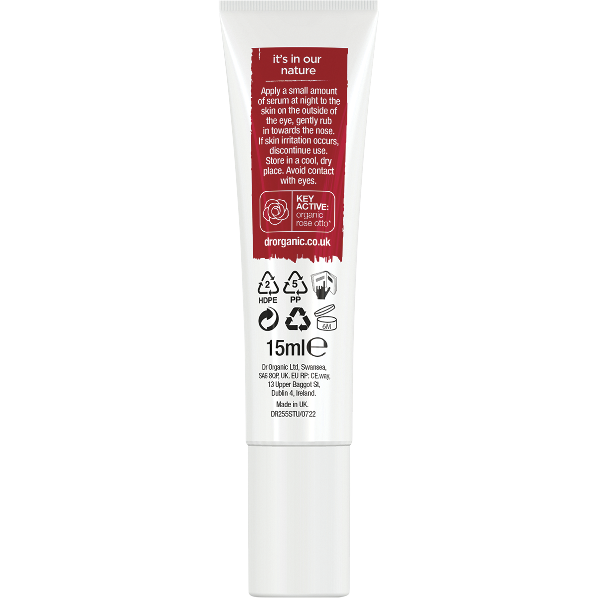 Dr Organic Eye Serum Rose Otto 15ml back