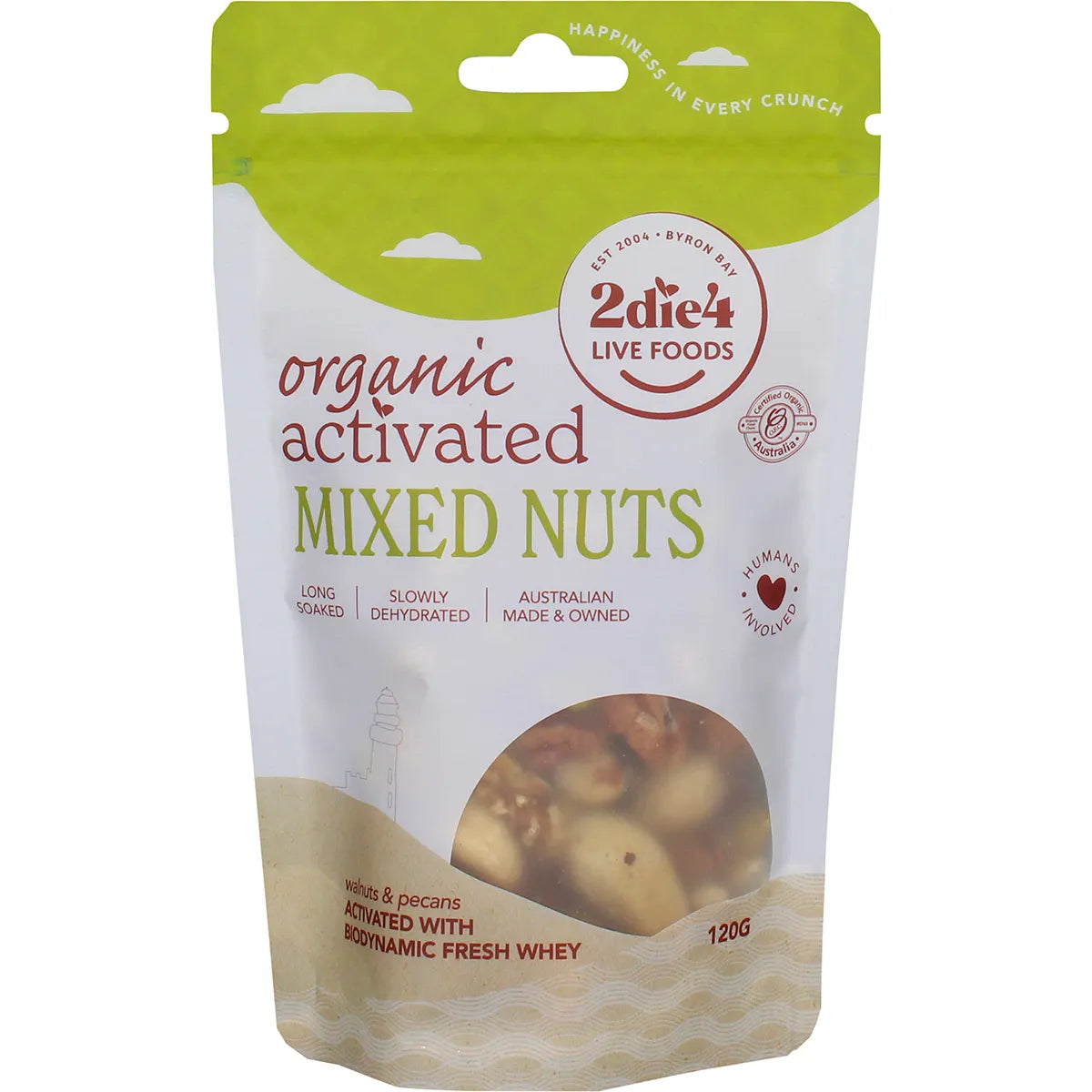 2Die4 Live Foods Organic Activated Mixed Nuts With Fresh Whey 120g