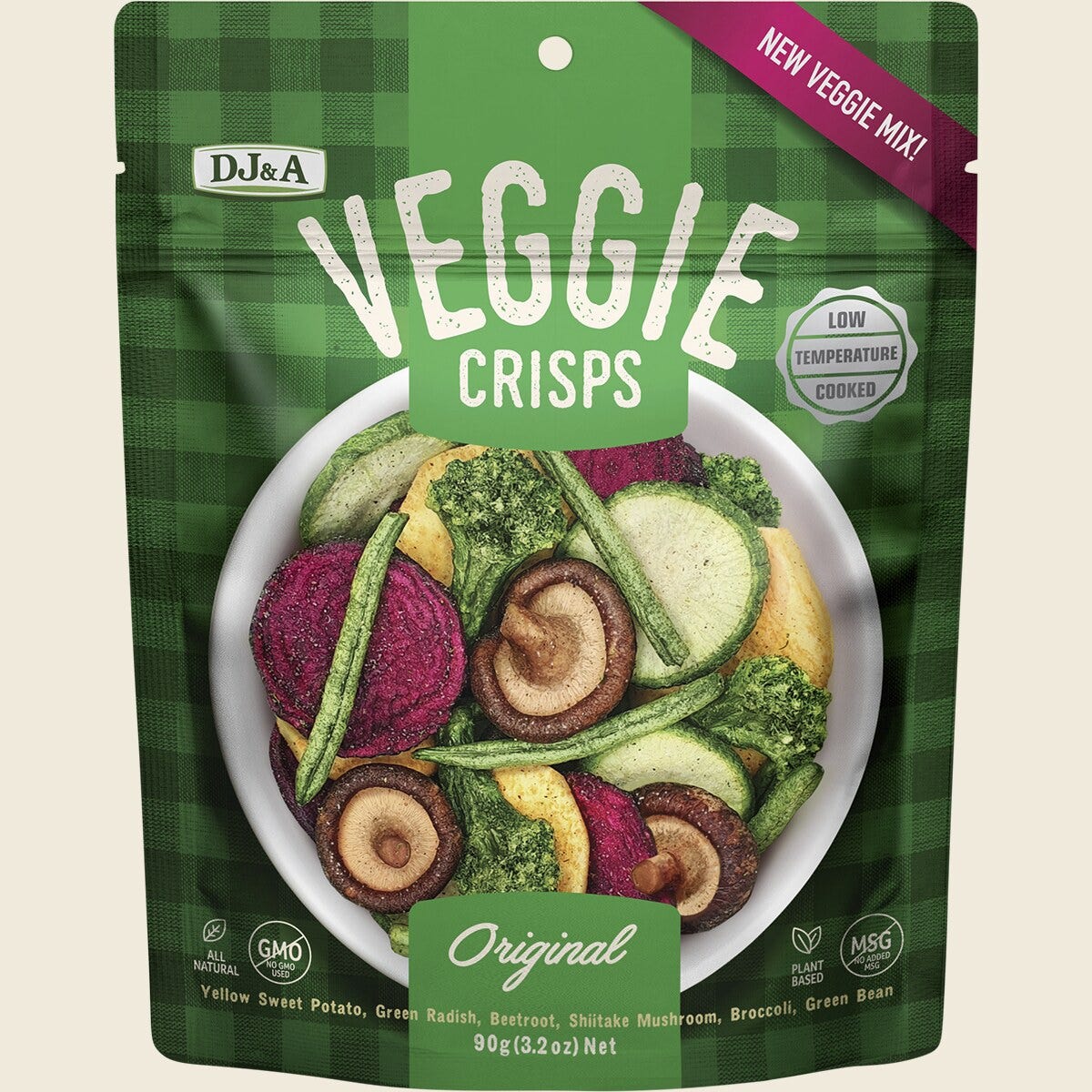 DJ&A Veggie Crisps Original 9x90g front