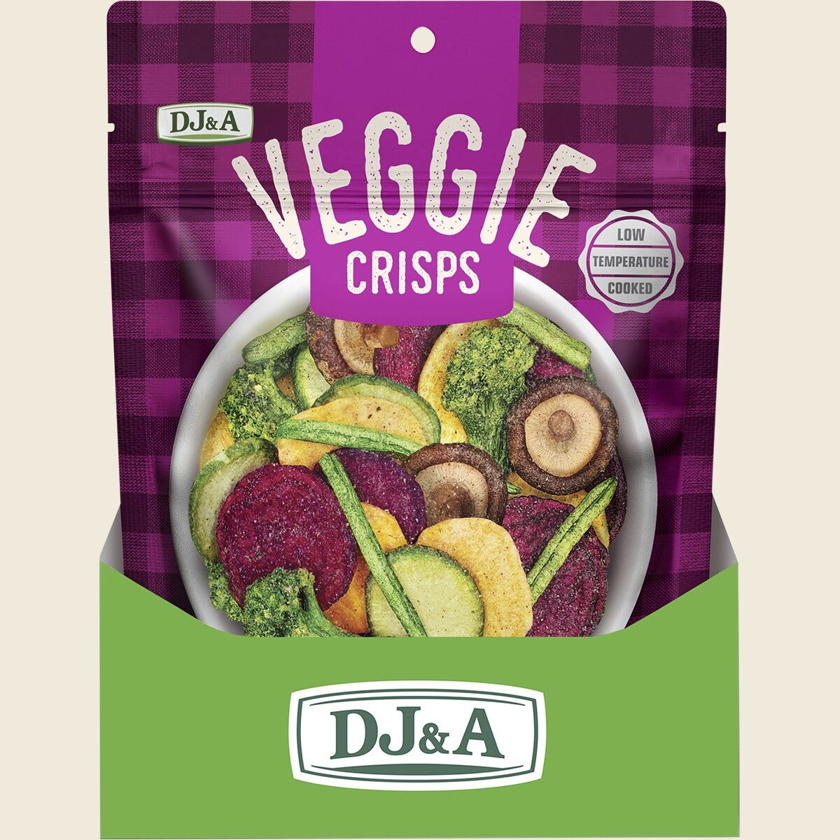 DJ&A Veggie Crisps Sea Salt & Vinegar 9x90g display
