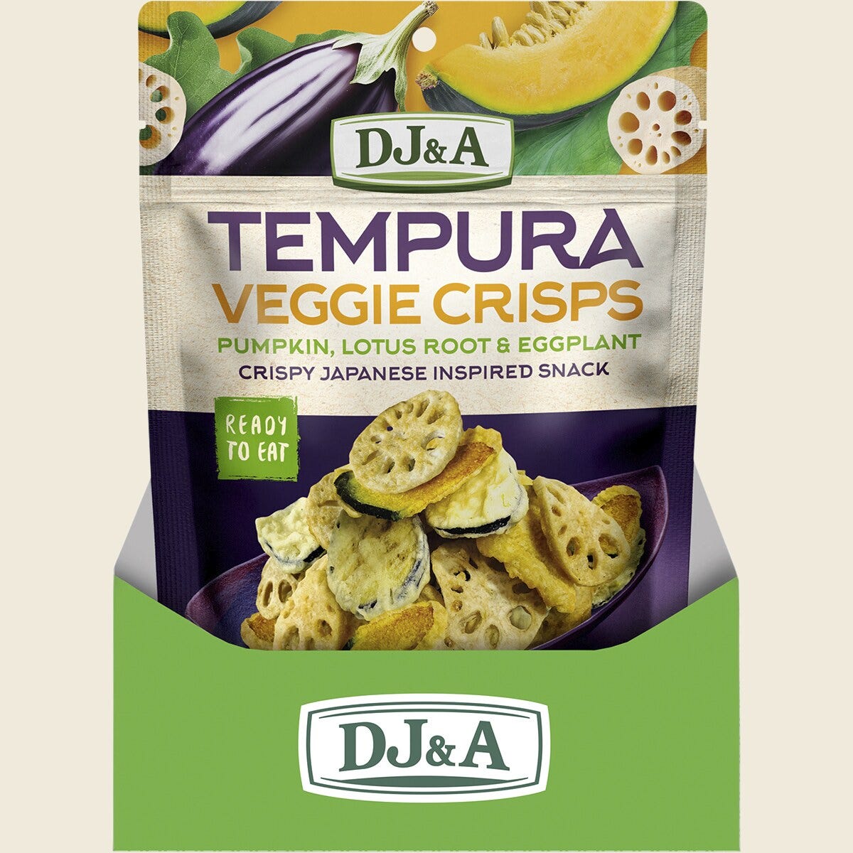DJ&A Tempura Veggie Crisps 9x70g display