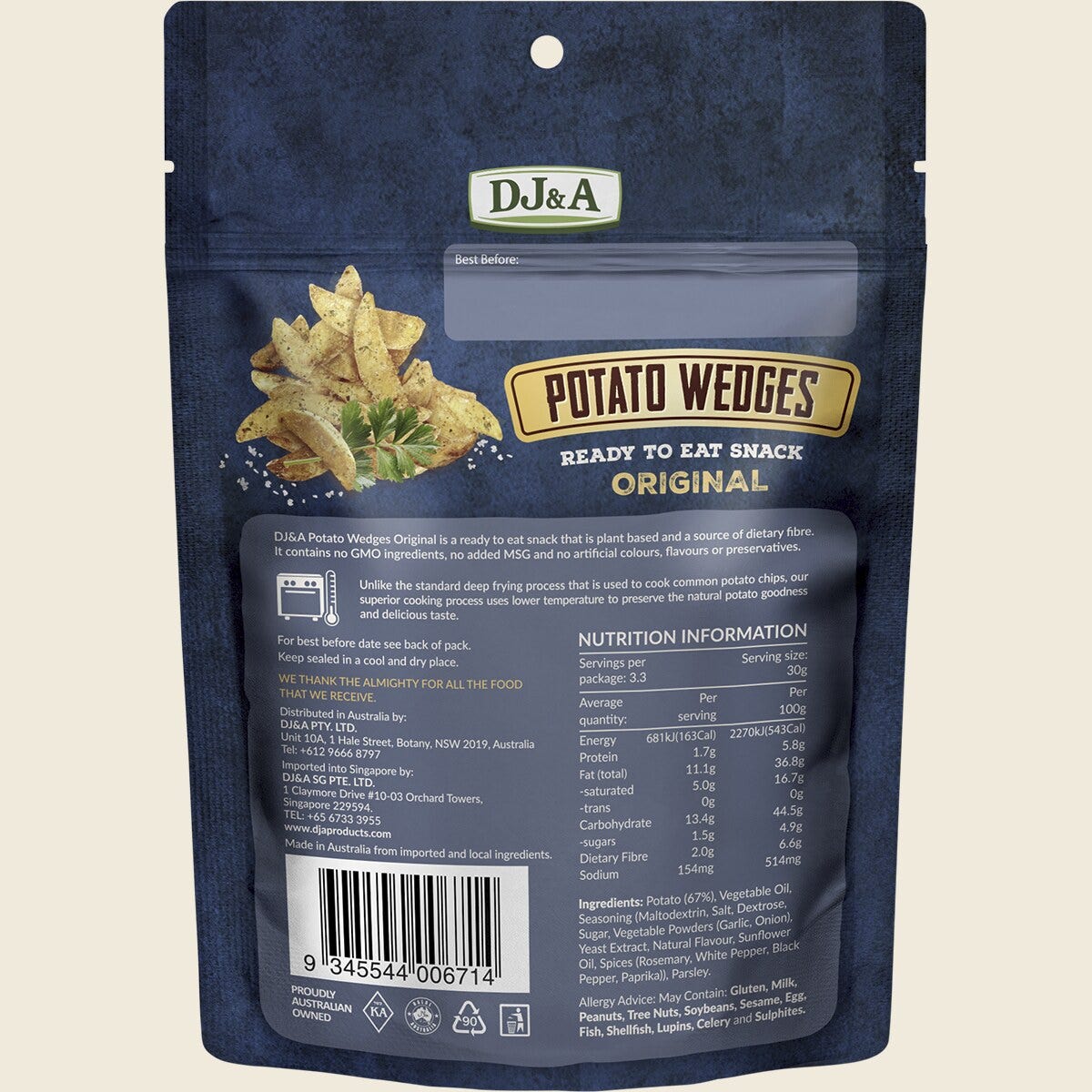 DJ&A Potato Wedges Original 9x100g back
