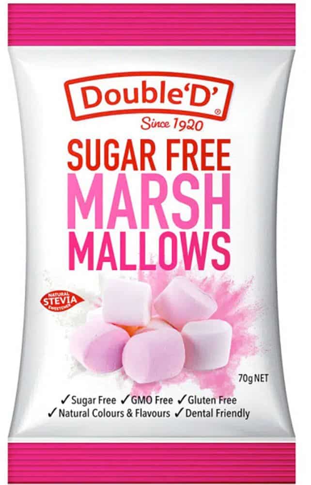 Double D Sugar Free Marshmallows 70g Front
