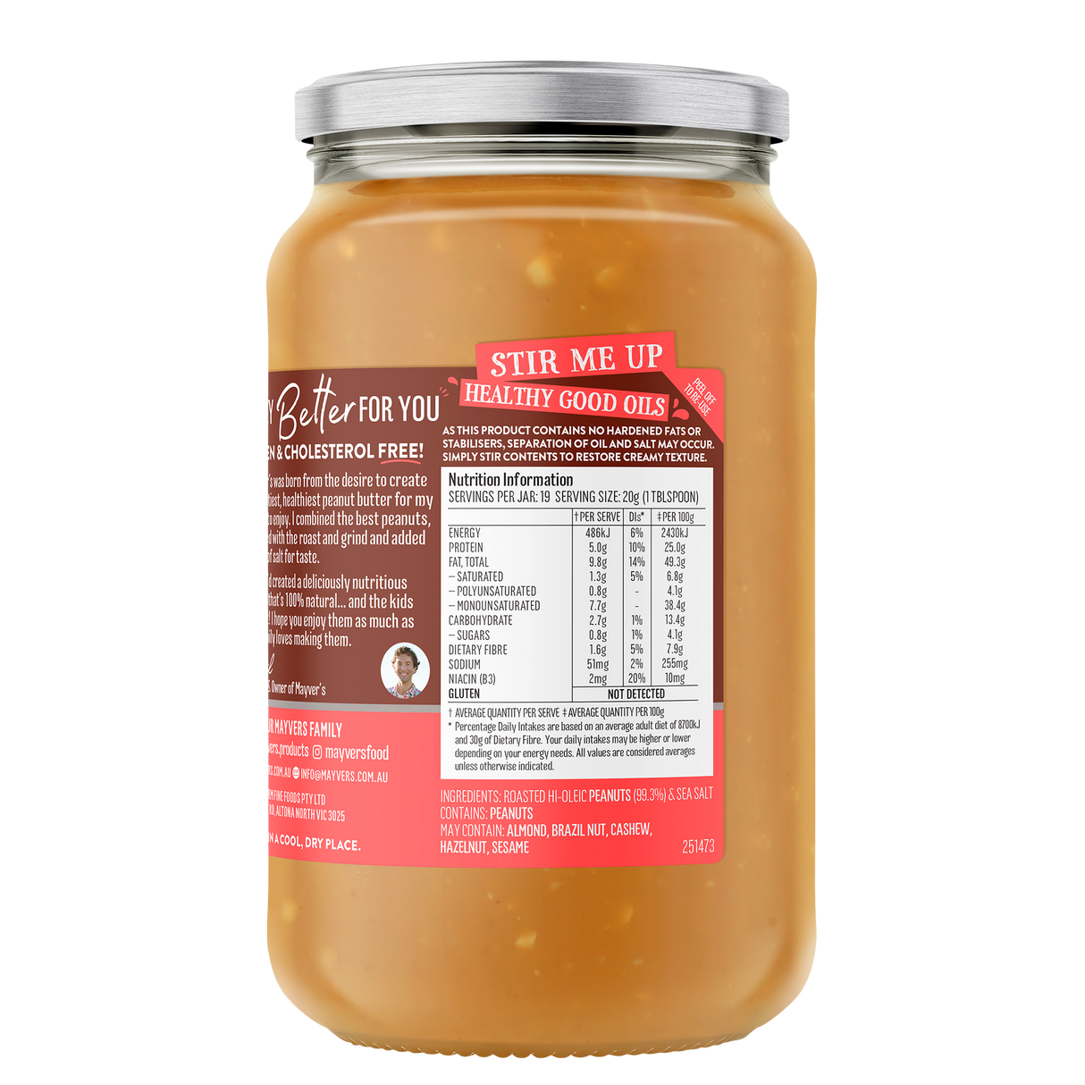 Mayver's Peanut Butter Dark Crunch 375g x6