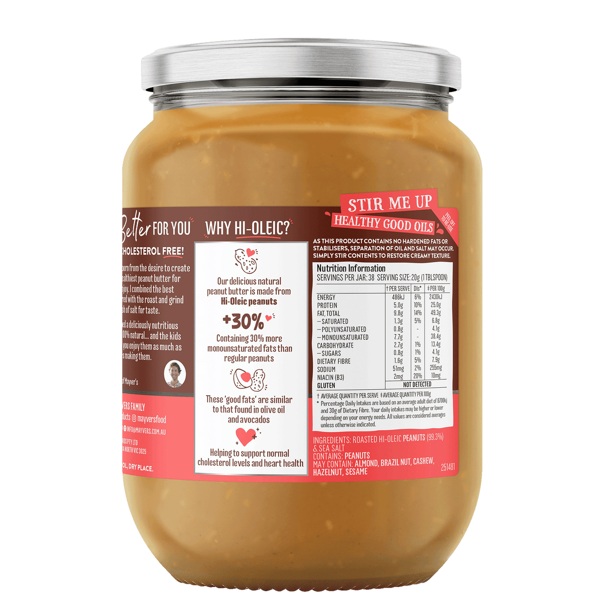 Mayver's Peanut Butter Dark Roast Crunchy 750g x6