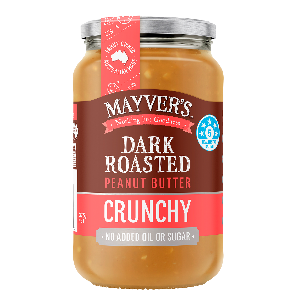 Mayver's Peanut Butter Dark Crunch 375g x6