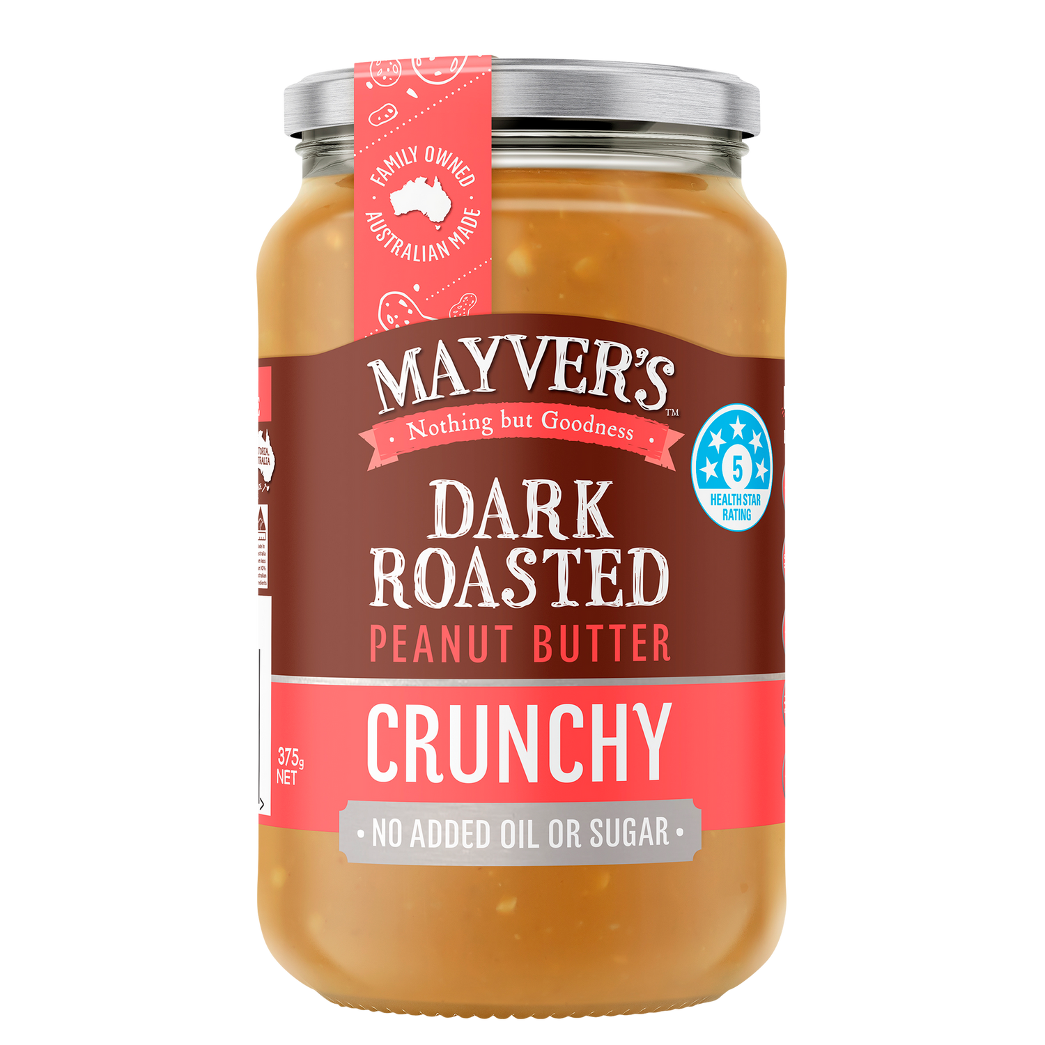Mayver's Peanut Butter Dark Crunch 375g x6